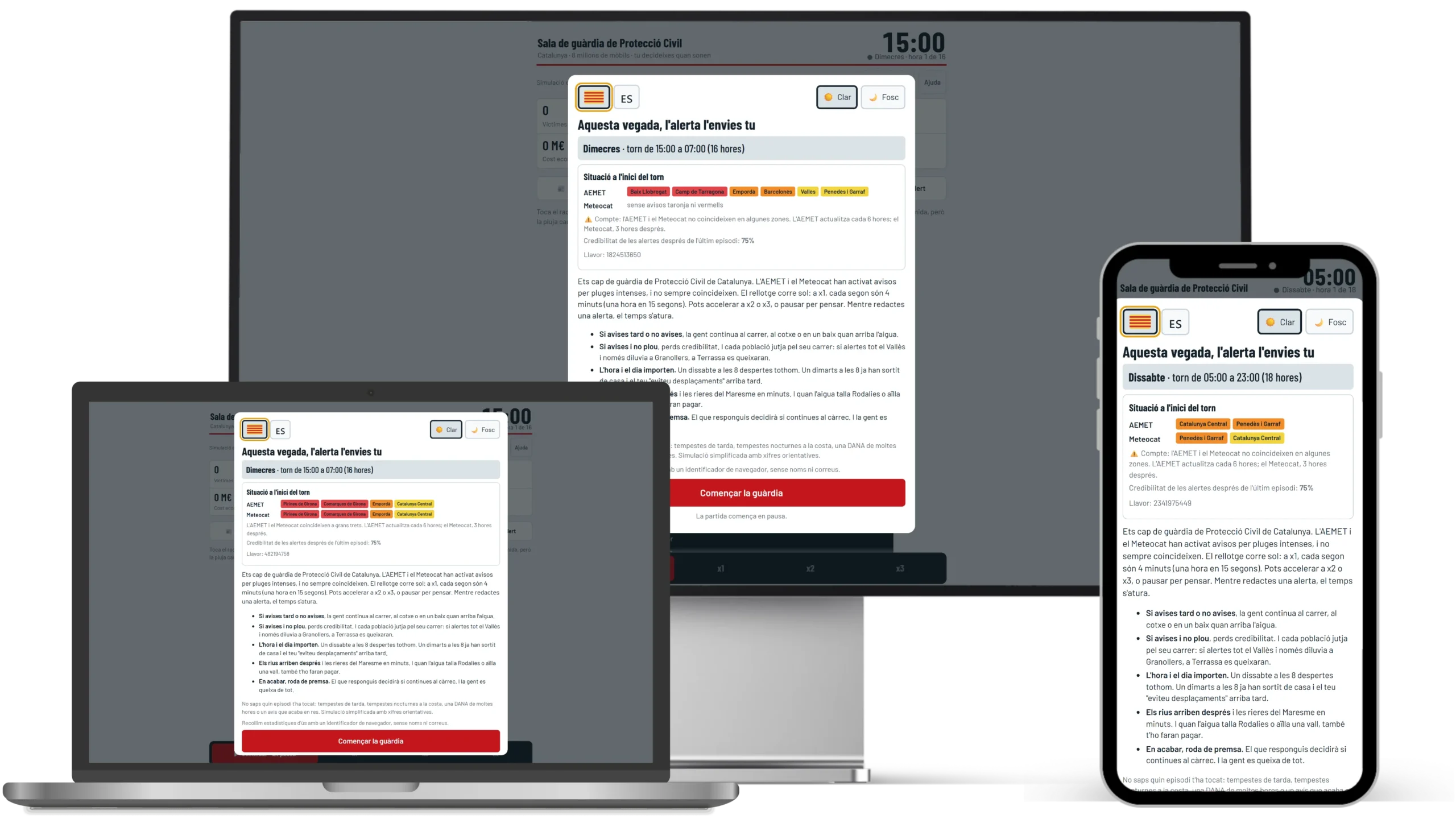 ES-Alert Simulator — vista general