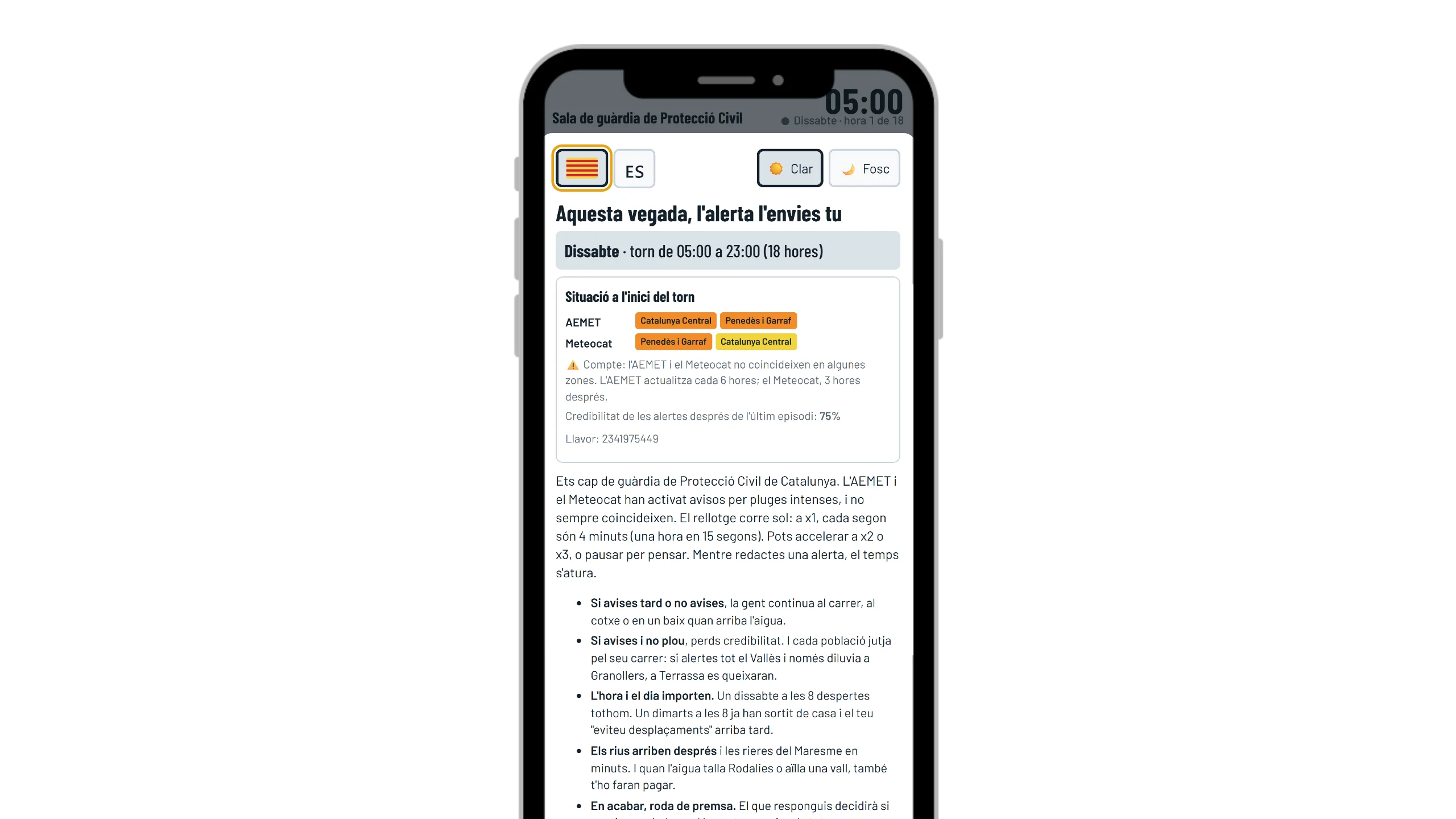 ES-Alert Simulator — mòbil